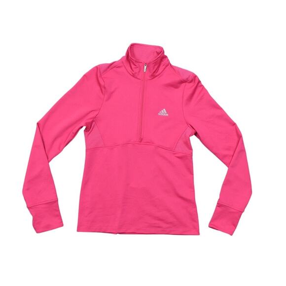 Adidas Pink Pullover Sweater Women's Small Polyester Quarter Zip Running - Picture 1 of 6